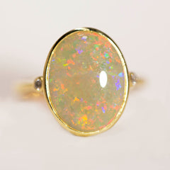 A6905 Solid Crystal Opal 18K Gold Ring