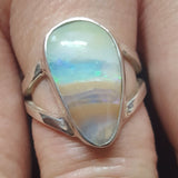 A6878 Solid Opal Sterling Silver Ring