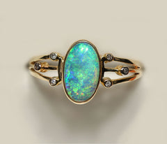 A5239 Solid Crystal Opal 9Kt Gold Ring