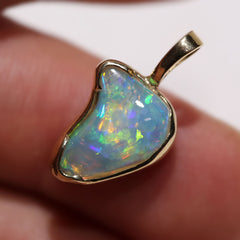 A5381 Solid Crystal Opal 14Kt Gold Pendant