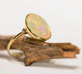 A6905 Solid Crystal Opal 18K Gold Ring