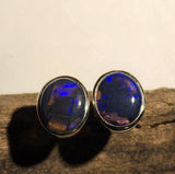 A4549 Solid Black Opal Sterling Silver Stud Earrings
