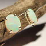 A0922 Solid Opal Sterling Silver Stud Earrings