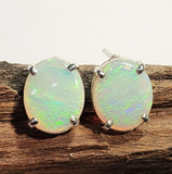 A0922 Solid Opal Sterling Silver Stud Earrings
