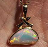 A2723 14k Gold Solid Opal Pendant