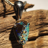 A5415 9k White Gold Solid Boulder Opal