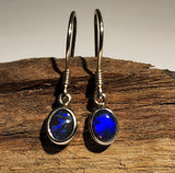 A5832 Solid Black Opal Sterling Silver Earrings