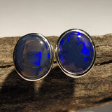 A4549 Solid Black Opal Sterling Silver Stud Earrings