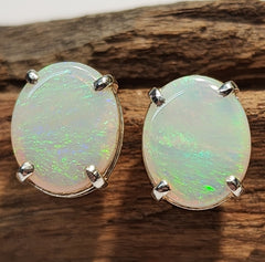A0922 Solid Opal Sterling Silver Stud Earrings