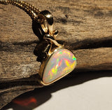 A2723 14k Gold Solid Opal Pendant