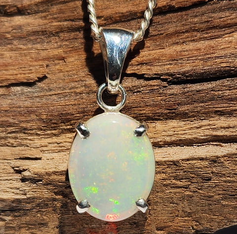A3936 Sterling Silver Solid Opal Pendant