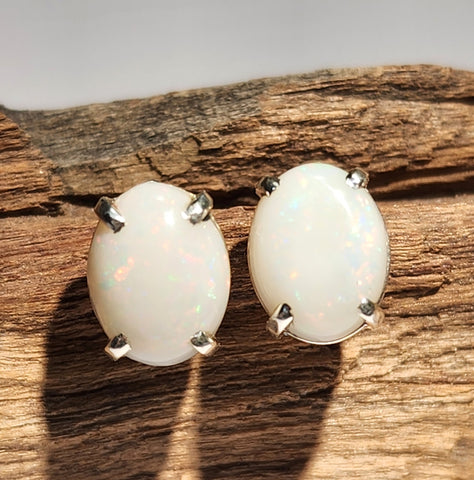A0028 Sterling Silver Solid Opal Earrings