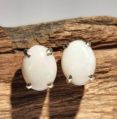 A0028 Sterling Silver Solid Opal Earrings