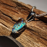 A5415 9k White Gold Solid Boulder Opal