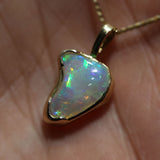 A5381 Solid Crystal Opal 14Kt Gold Pendant